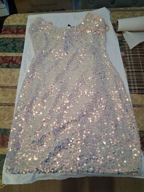 Iridescent Sequin Mini Dress - Pink Champagne